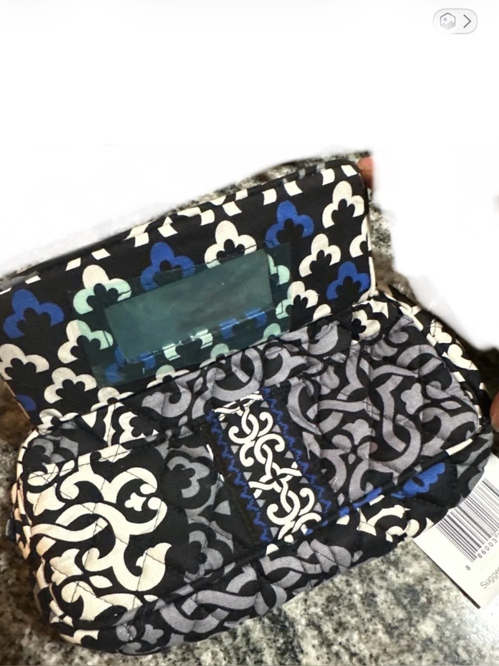 Vera Bradley Quilted Black & white Patterned Cosmetic Bag
